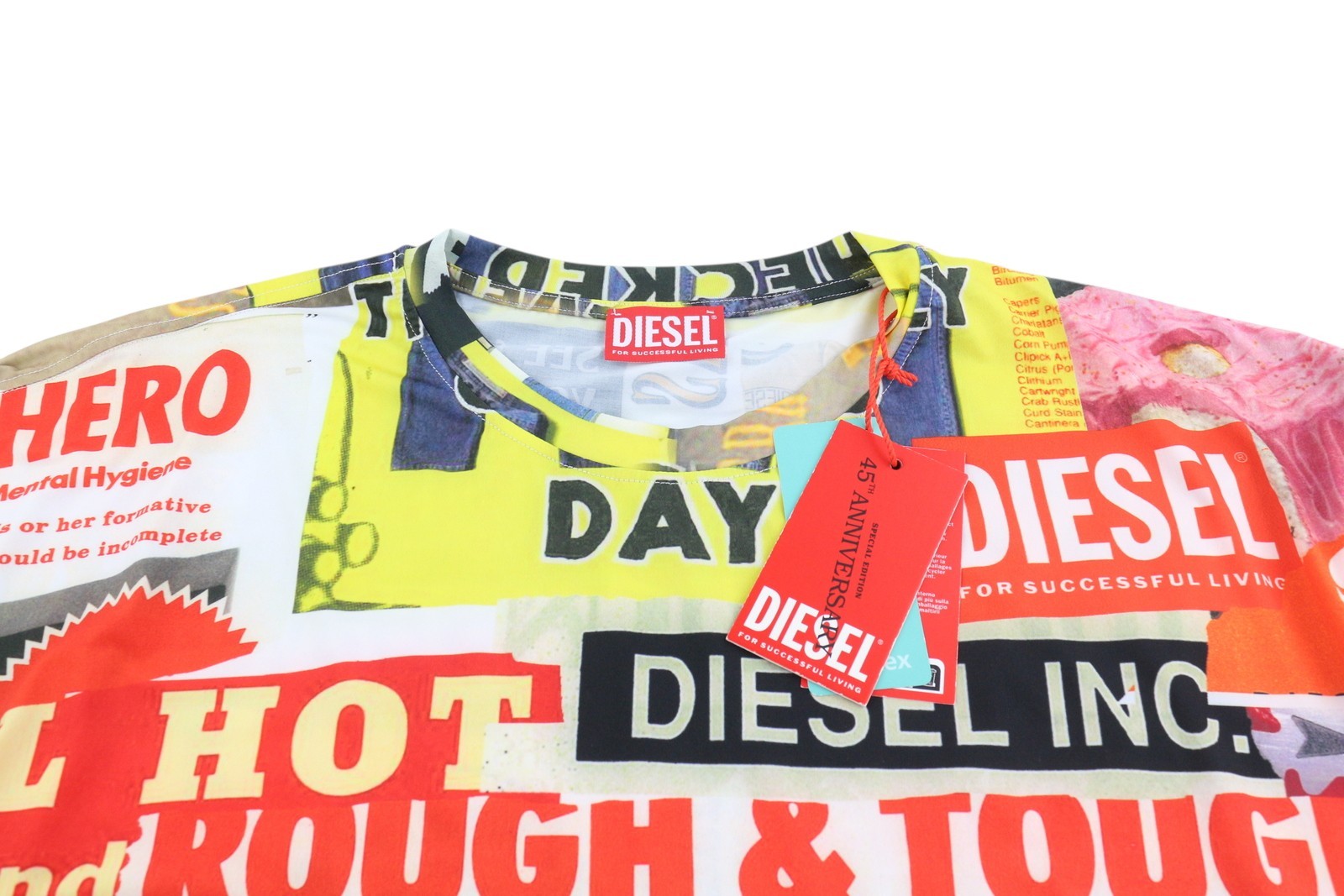 DIESEL Ann45-T-Boxt Men T-Shirt L RRP€125 Colourful Patterned Crew Neck