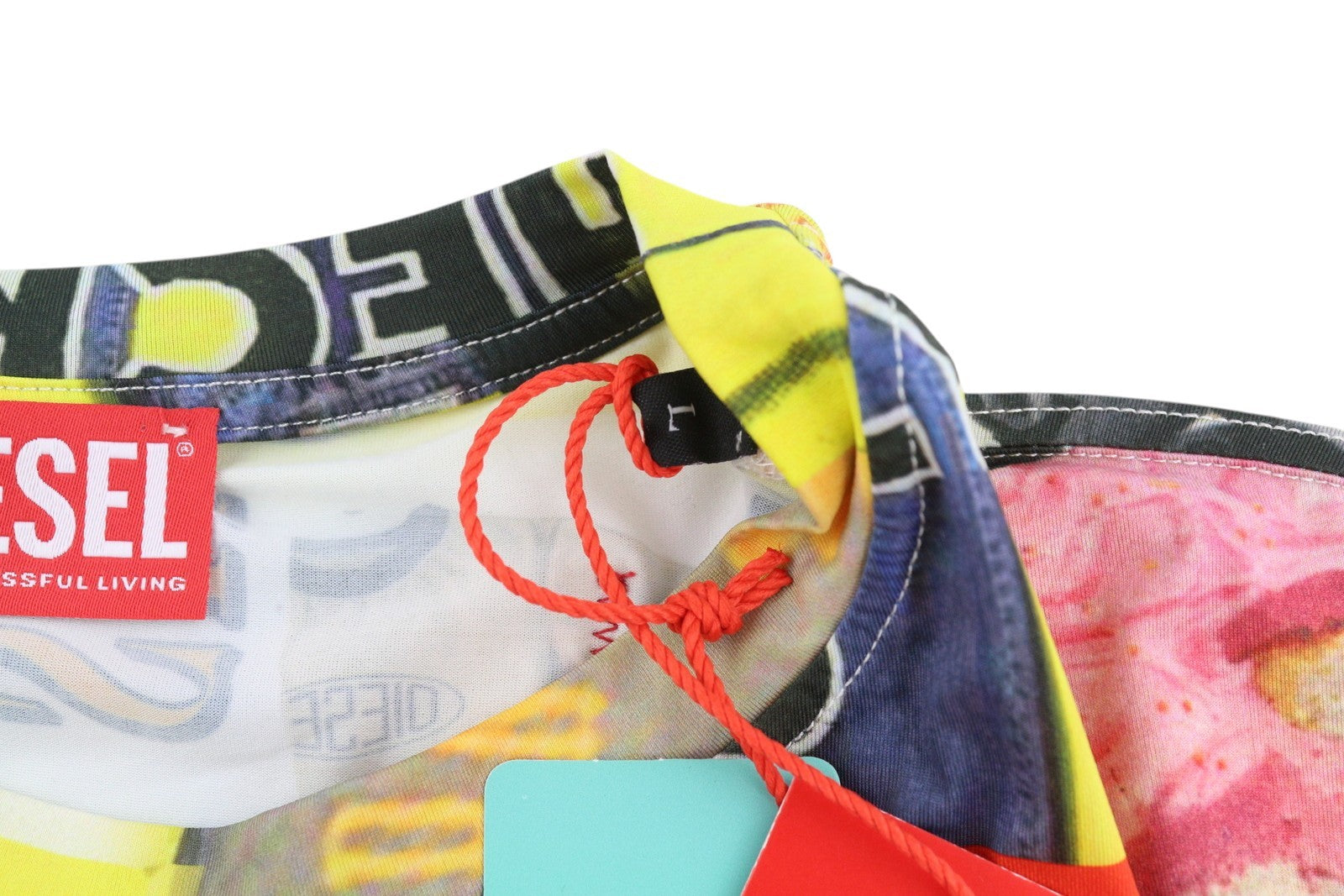 DIESEL Ann45-T-Boxt Men T-Shirt L RRP€125 Colourful Patterned Crew Neck