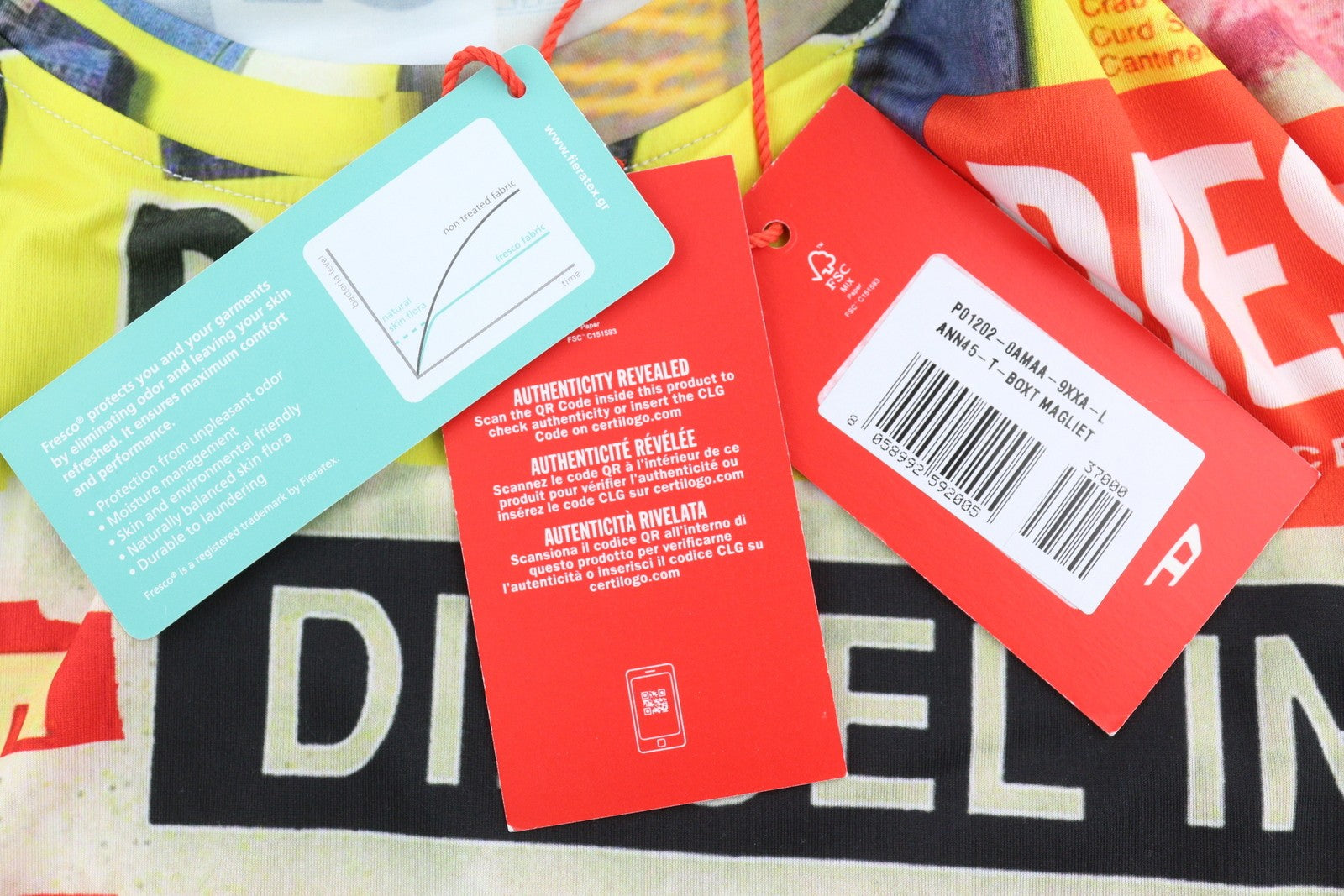 DIESEL Ann45-T-Boxt Men T-Shirt L RRP€125 Colourful Patterned Crew Neck