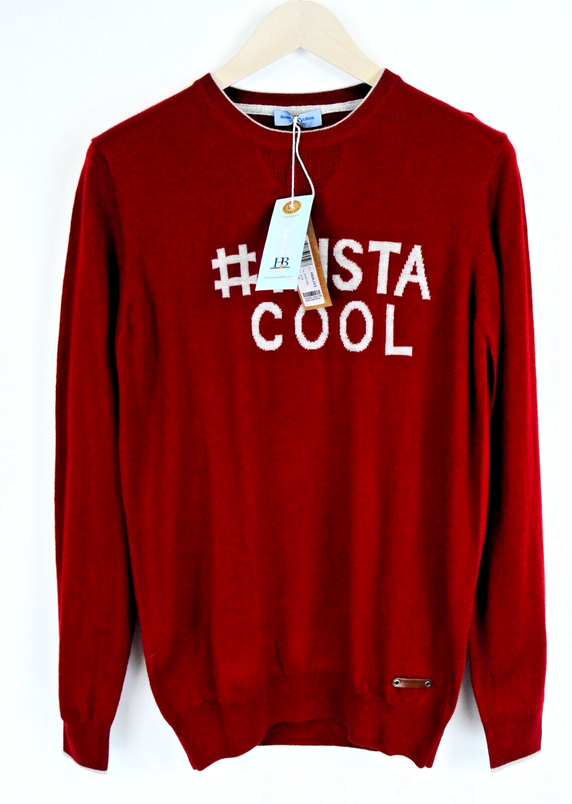 HARMONT & BLAINE Men M Red Wool Blend Long Sleeve Knitted Pullover