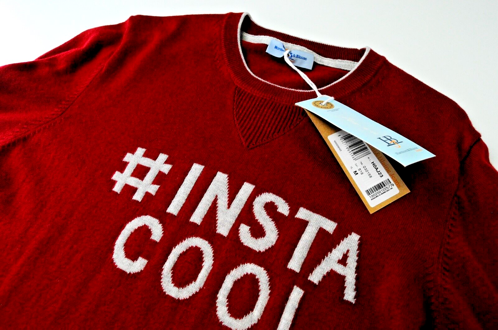 HARMONT & BLAINE Men M Red Wool Blend Long Sleeve Knitted Pullover