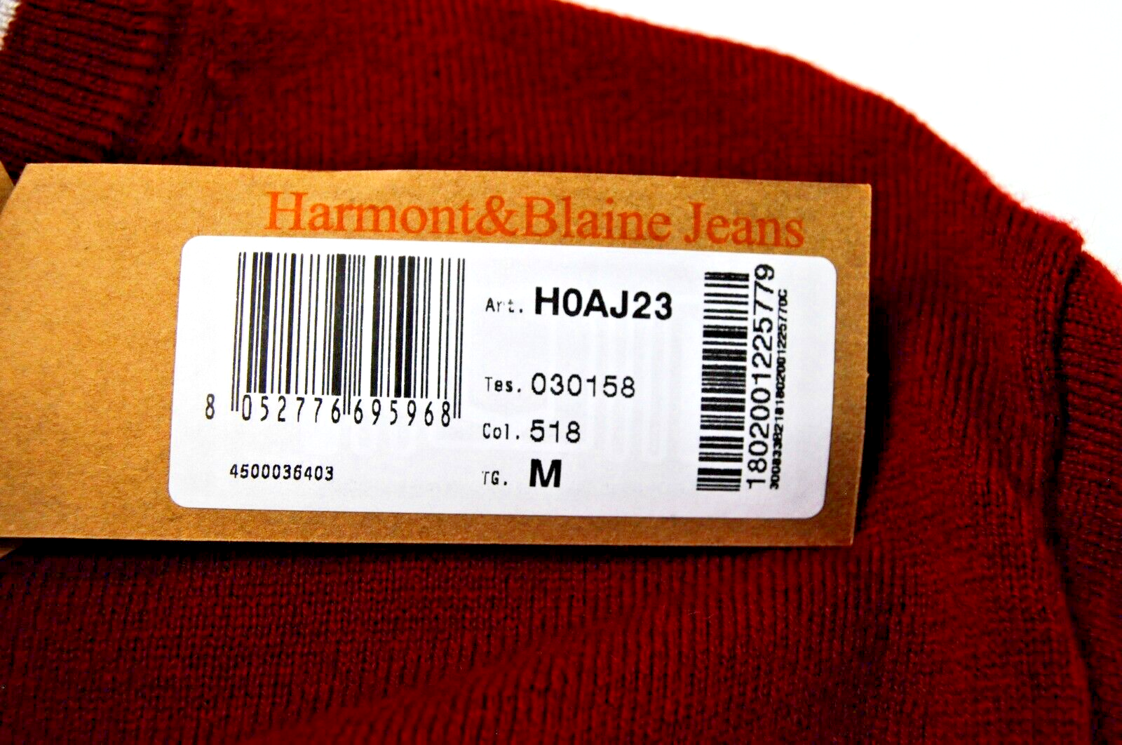 HARMONT & BLAINE Men M Red Wool Blend Long Sleeve Knitted Pullover