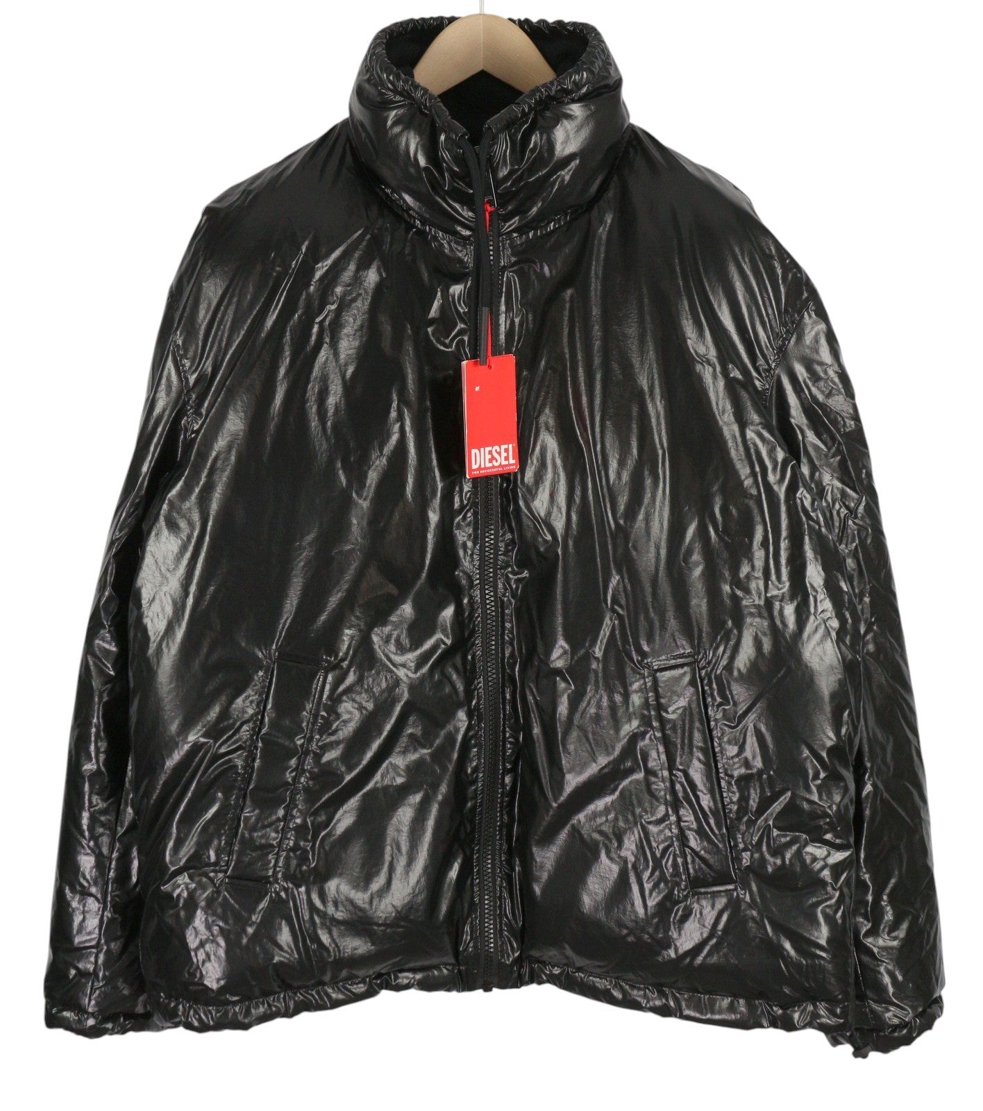 DIESEL W-Jupiter Men Jacket XL Black Reversible Shiny Look Insulated RRP€495