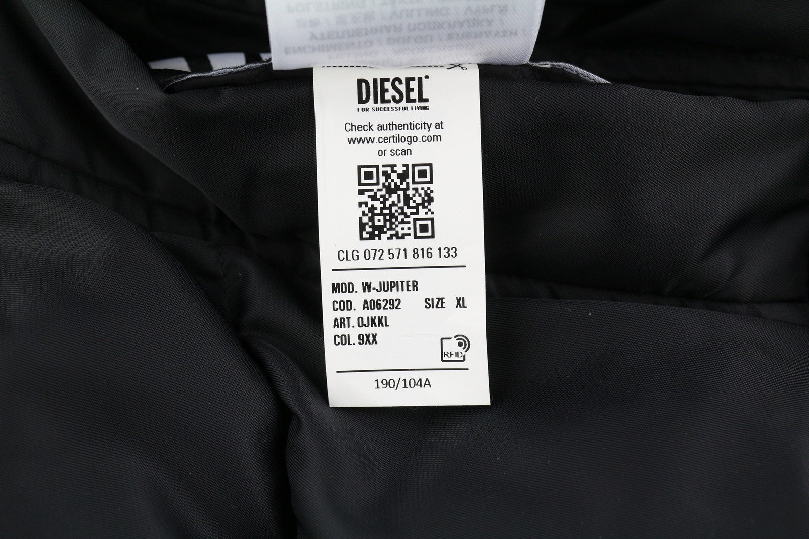 DIESEL W-Jupiter Men Jacket XL Black Reversible Shiny Look Insulated RRP€495