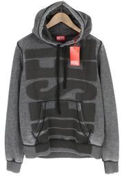DIESEL S-Ginn-Hood-L1 Men Hoodie L Grey Washed Pullover Kangaroo Pocket RRP€250