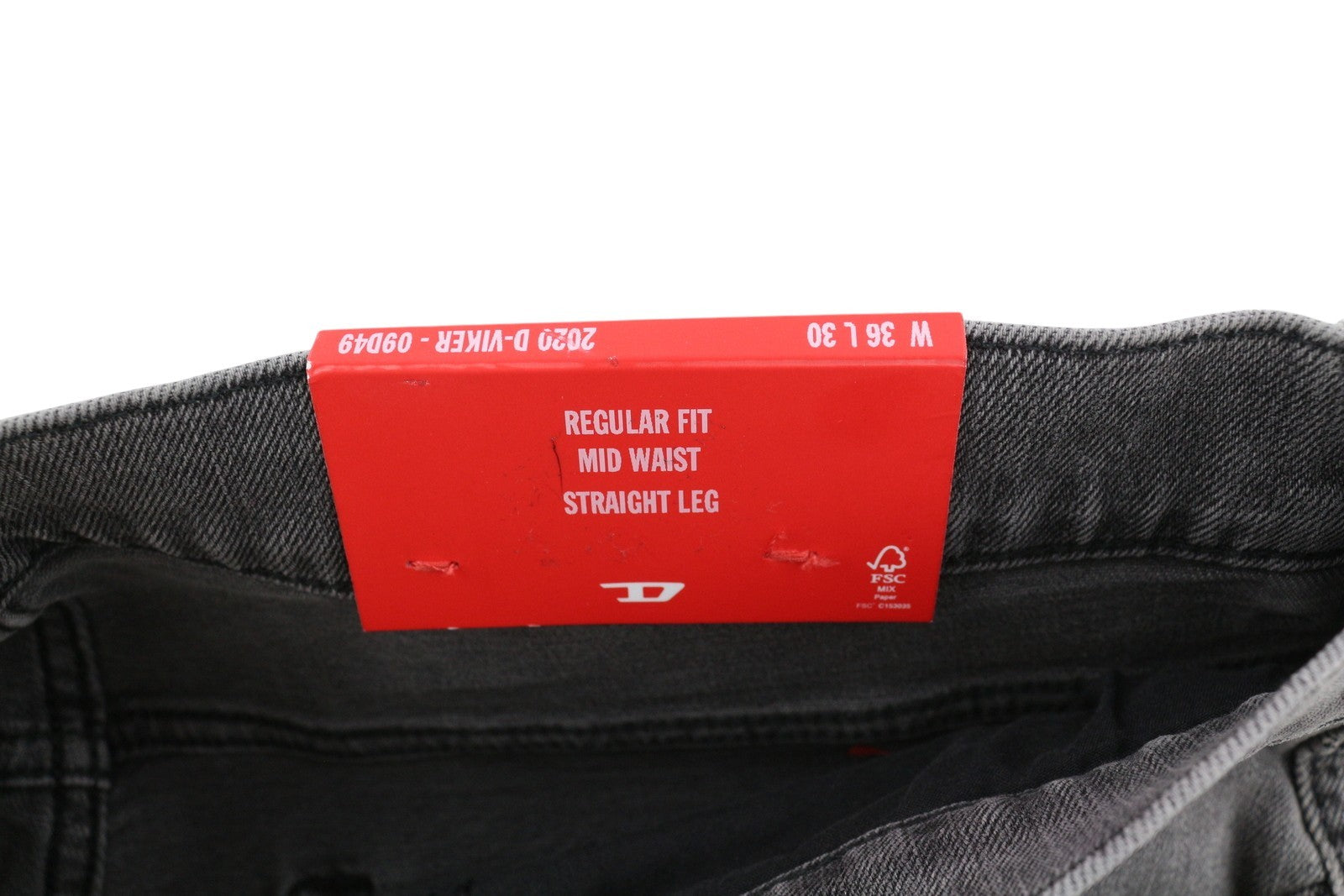 DIESEL 2020 D-Viker 09D49 Men Jeans W36/L30 Regular Fit Straight Leg Mid Waist