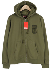 DIESEL S-Ginn-Hood-Zip-K10 Men Hoodie 2XL Green Full Zip Cotton Pockets RRP€160