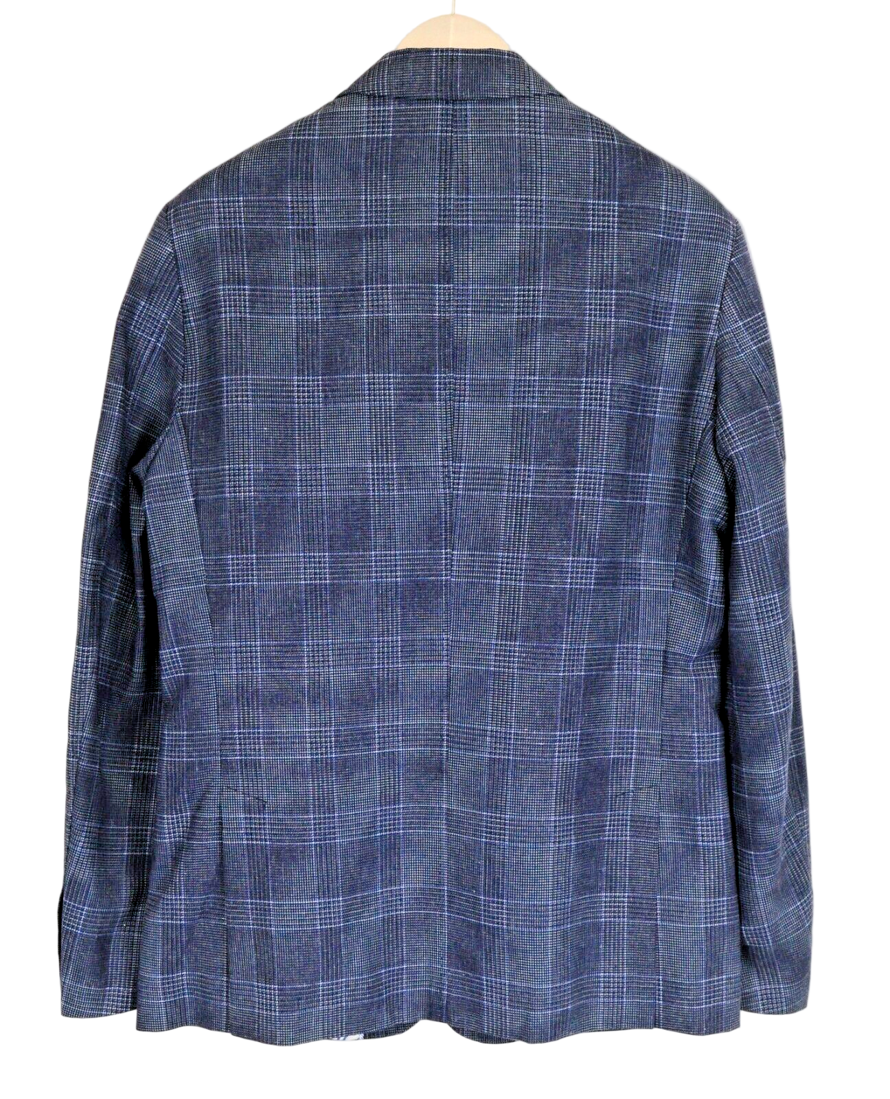 STATE OF ART Men L Blue Checked Single-Breasted Blazer Notch Collar