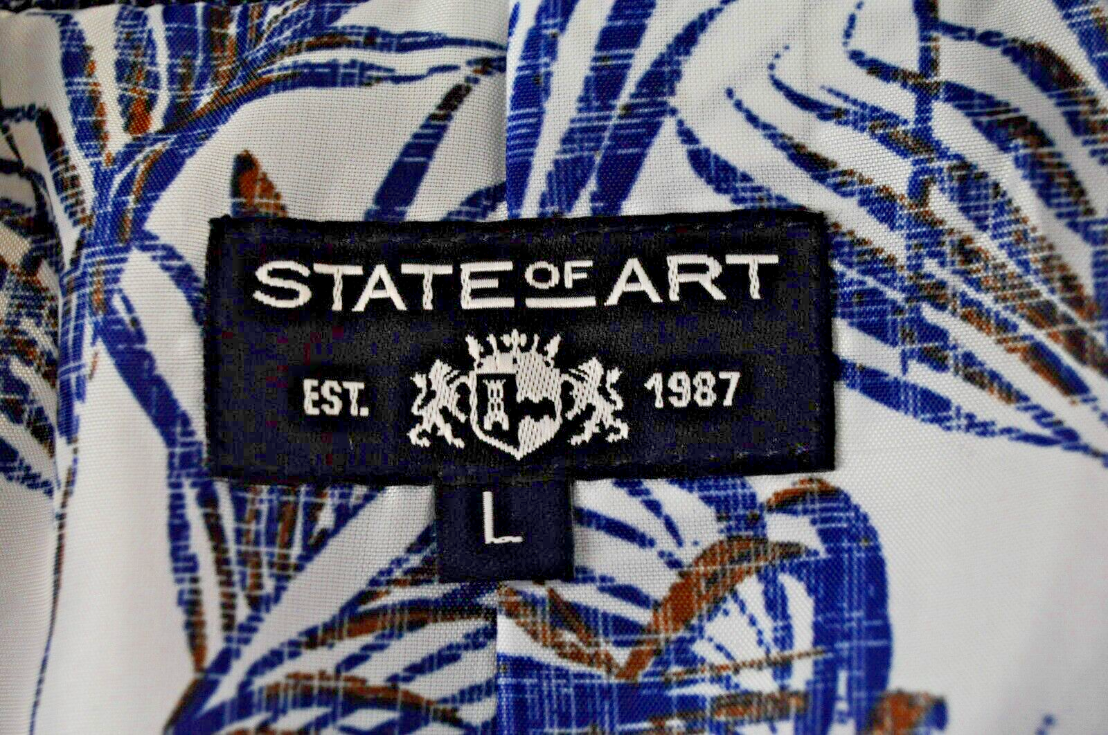 STATE OF ART Men L Blue Checked Single-Breasted Blazer Notch Collar