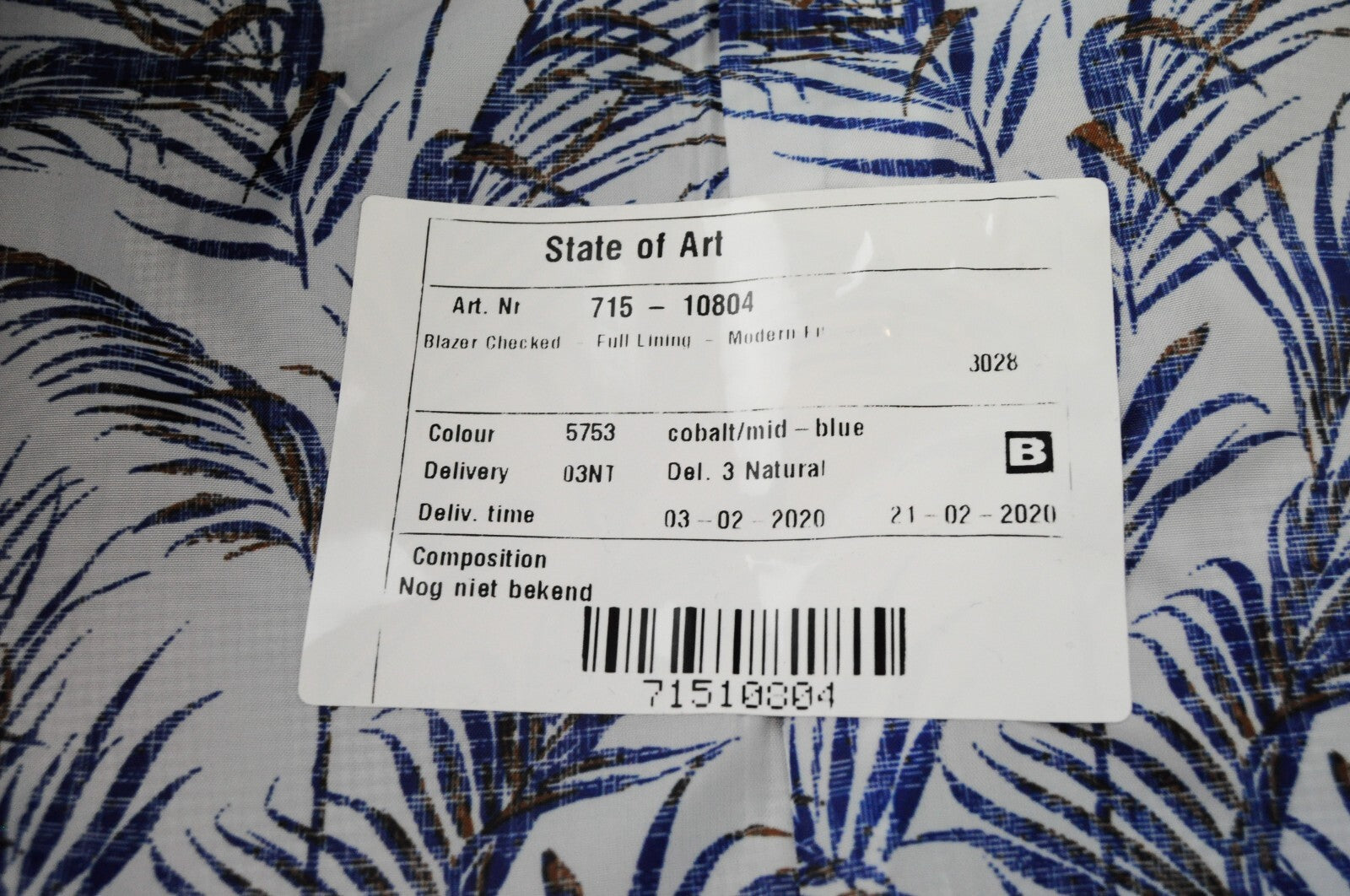 STATE OF ART Men L Blue Checked Single-Breasted Blazer Notch Collar