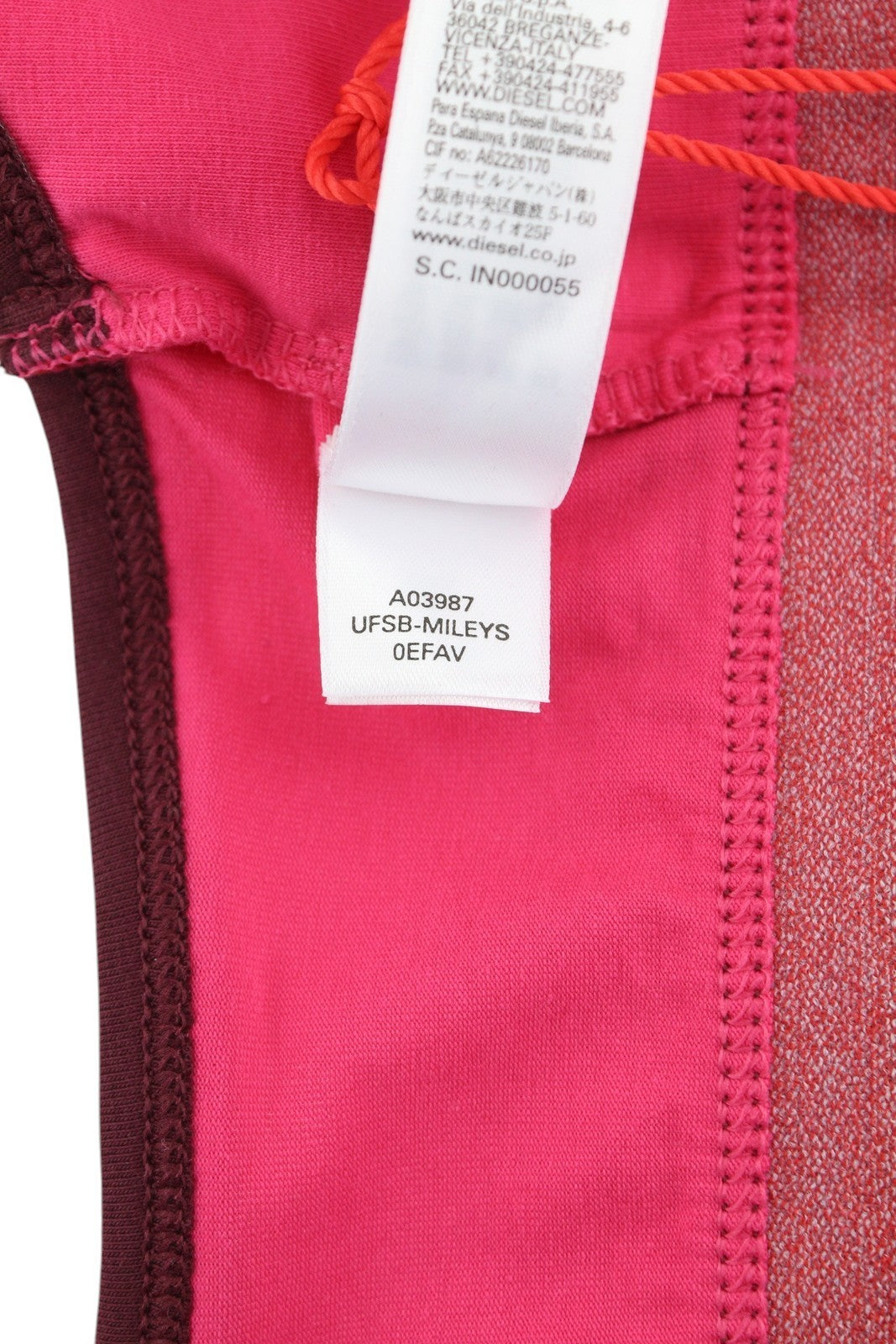 DIESEL Ufsb-Mileys Women Sports Bra S Pink Sleeveless Round Neck Stretch Logo