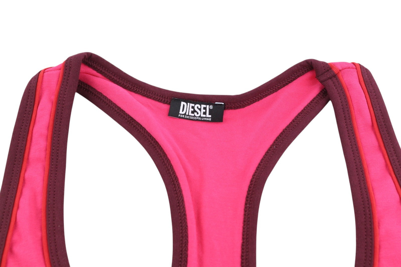 DIESEL Ufsb-Mileys Women Sports Bra S Pink Sleeveless Round Neck Stretch Logo