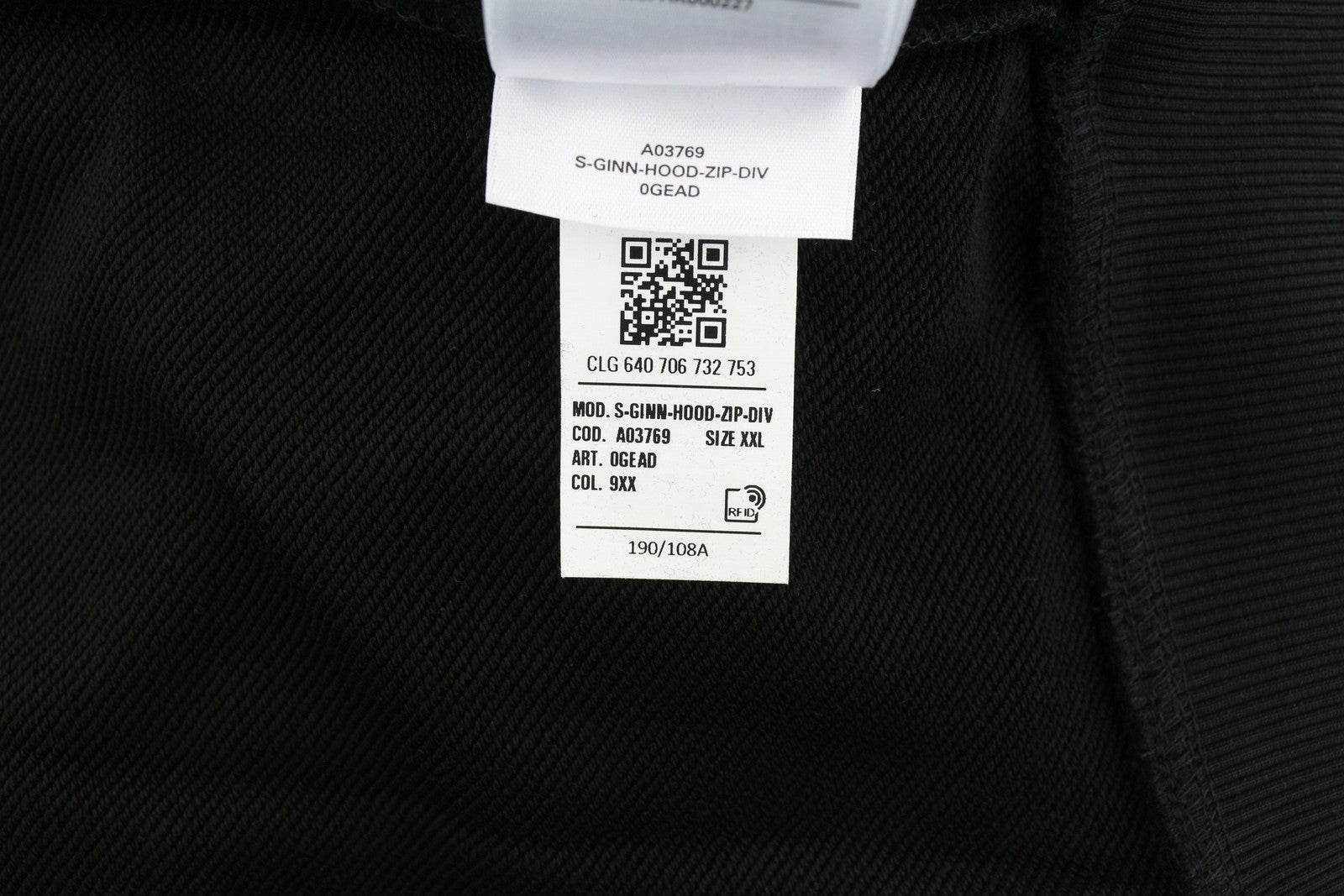 DIESEL S-Ginn-Hood-Zip-Div Men Hoodie 2XL Black Full Zip Cotton Pockets RRP€185