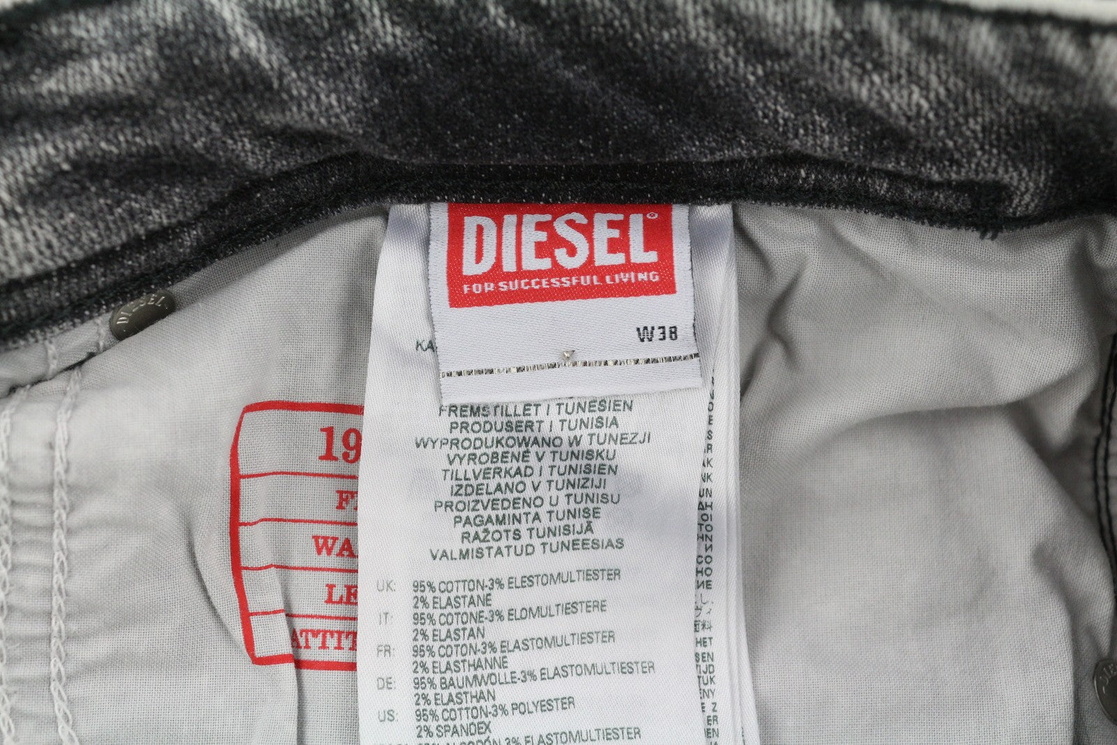 DIESEL 1979 Sleenker 09D89 Men Jeans W38/L32 Stretch Skinny Fit Grey RRP€195