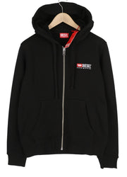 DIESEL S-Ginn-Hood-Zip-Div Men Hoodie XL Black Full Zip Cotton Pockets RRP€185