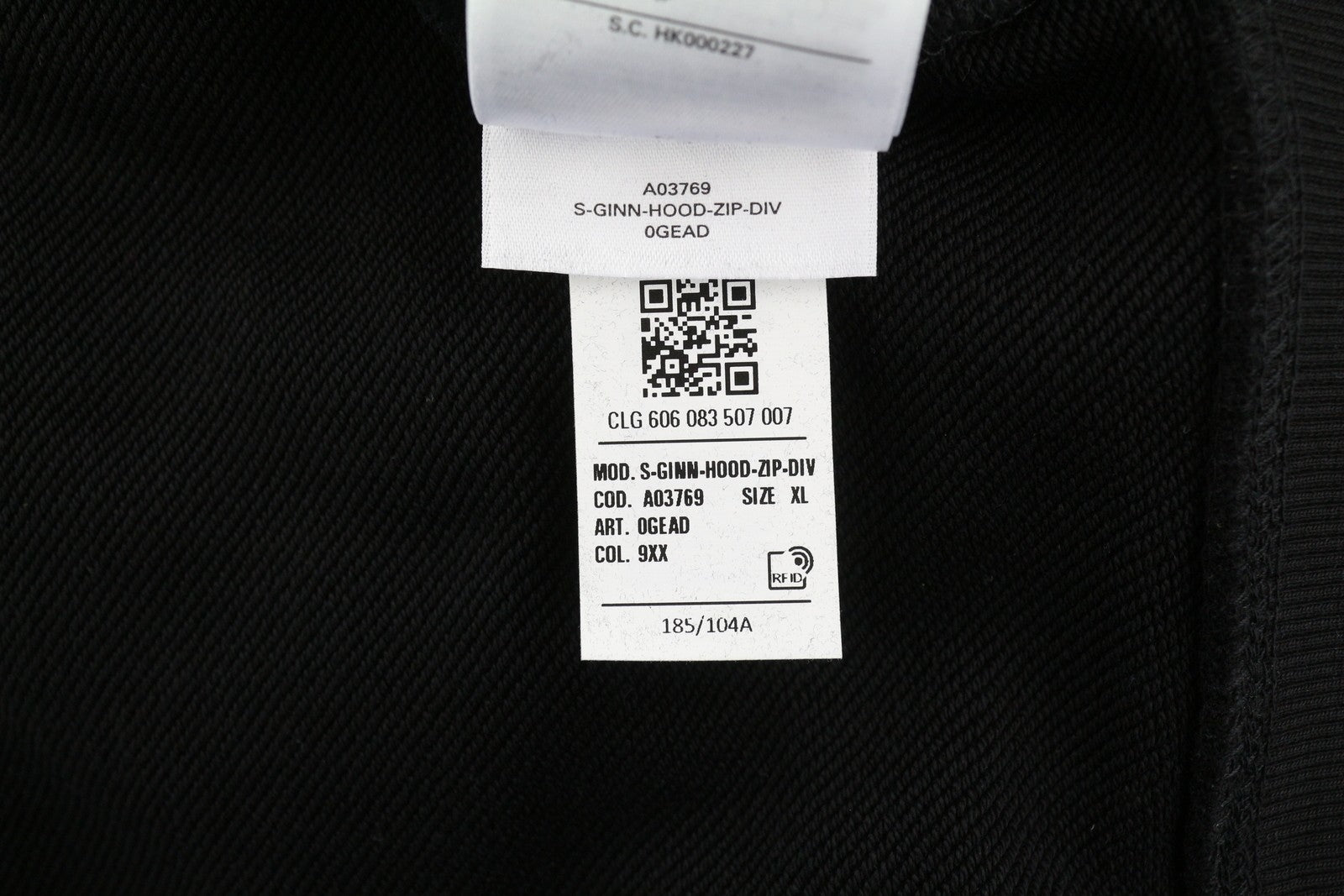 DIESEL S-Ginn-Hood-Zip-Div Men Hoodie XL Black Full Zip Cotton Pockets RRP€185