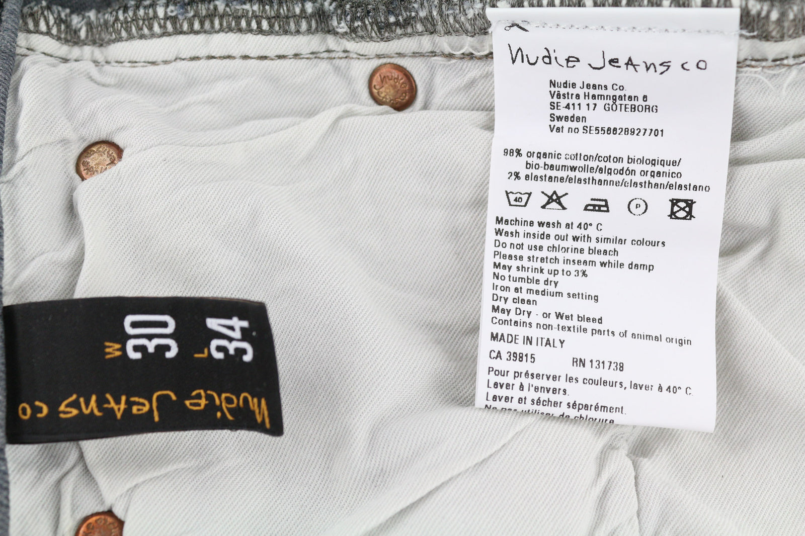 NUDIE JEANS Tight Long John Men Jeans W30/L34 Organic Charcoal Slim Fit Logo