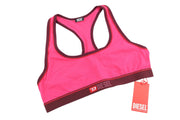DIESEL Ufsb-Mileys Women Sports Bra XL Pink Sleeveless Round Neck Stretchy Logo