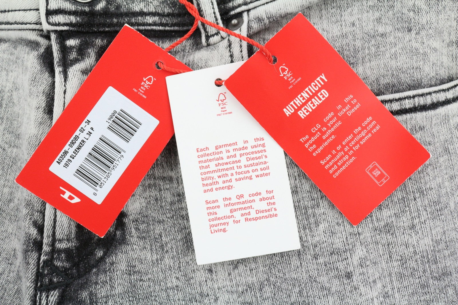 RRP€195 DIESEL 1979 Sleenker 09D89 Men Jeans W34/L34 Stretch Skinny Fit Grey