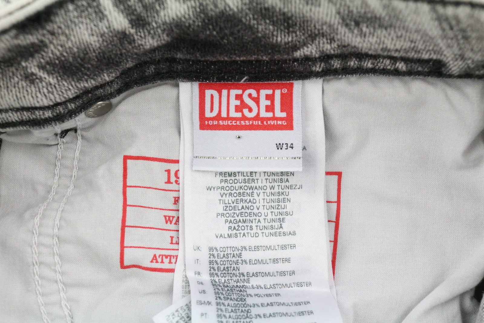 RRP€195 DIESEL 1979 Sleenker 09D89 Men Jeans W34/L34 Stretch Skinny Fit Grey