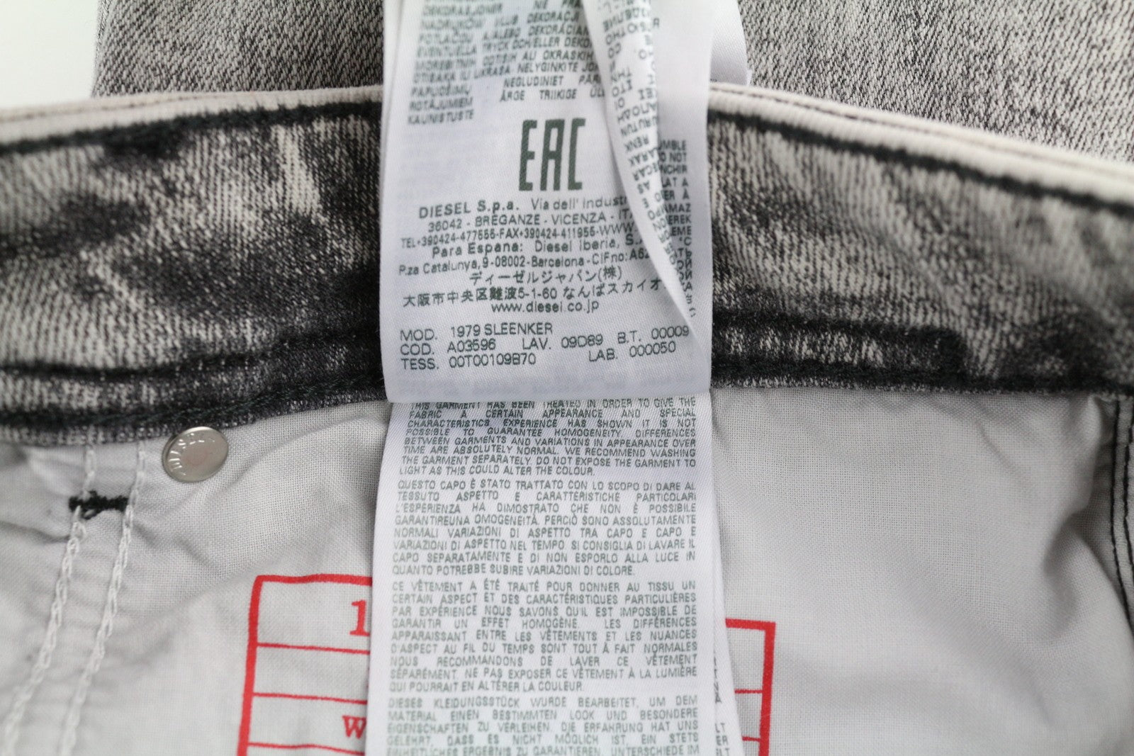 RRP€195 DIESEL 1979 Sleenker 09D89 Men Jeans W34/L34 Stretch Skinny Fit Grey