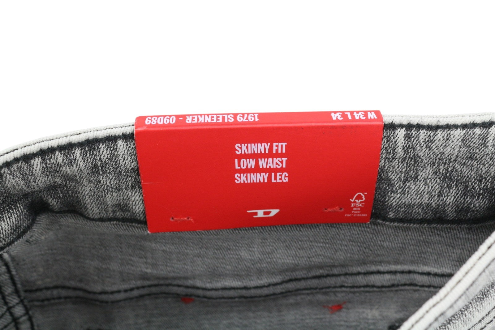 RRP€195 DIESEL 1979 Sleenker 09D89 Men Jeans W34/L34 Stretch Skinny Fit Grey