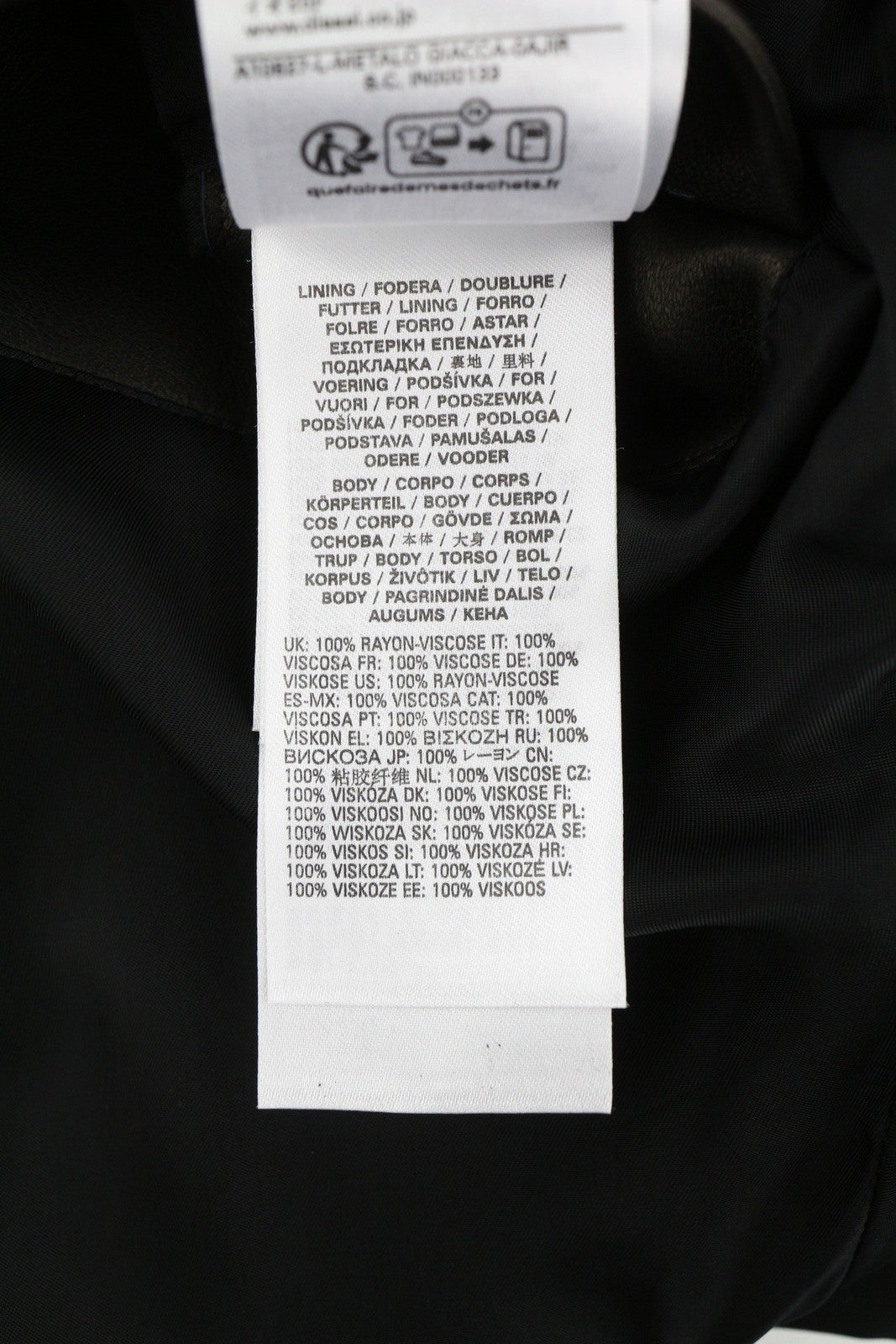 DIESEL L-Metalo Men Jacket 56 Black Sheepskin Leather Full Zip Logo RRP€795