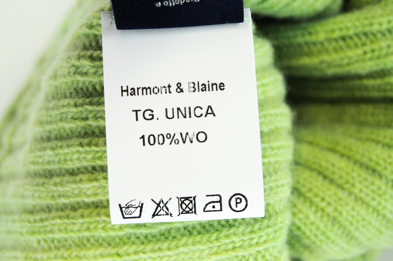 HARMONT & BLAINE Men OS Green Wool Knitted Logo Beanie Hat Unisex