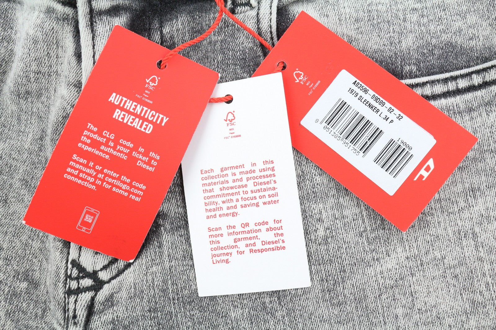 DIESEL 1979 Sleenker 09D89 Men Jeans W32/L34 Stretch Skinny Fit Grey RRP€195