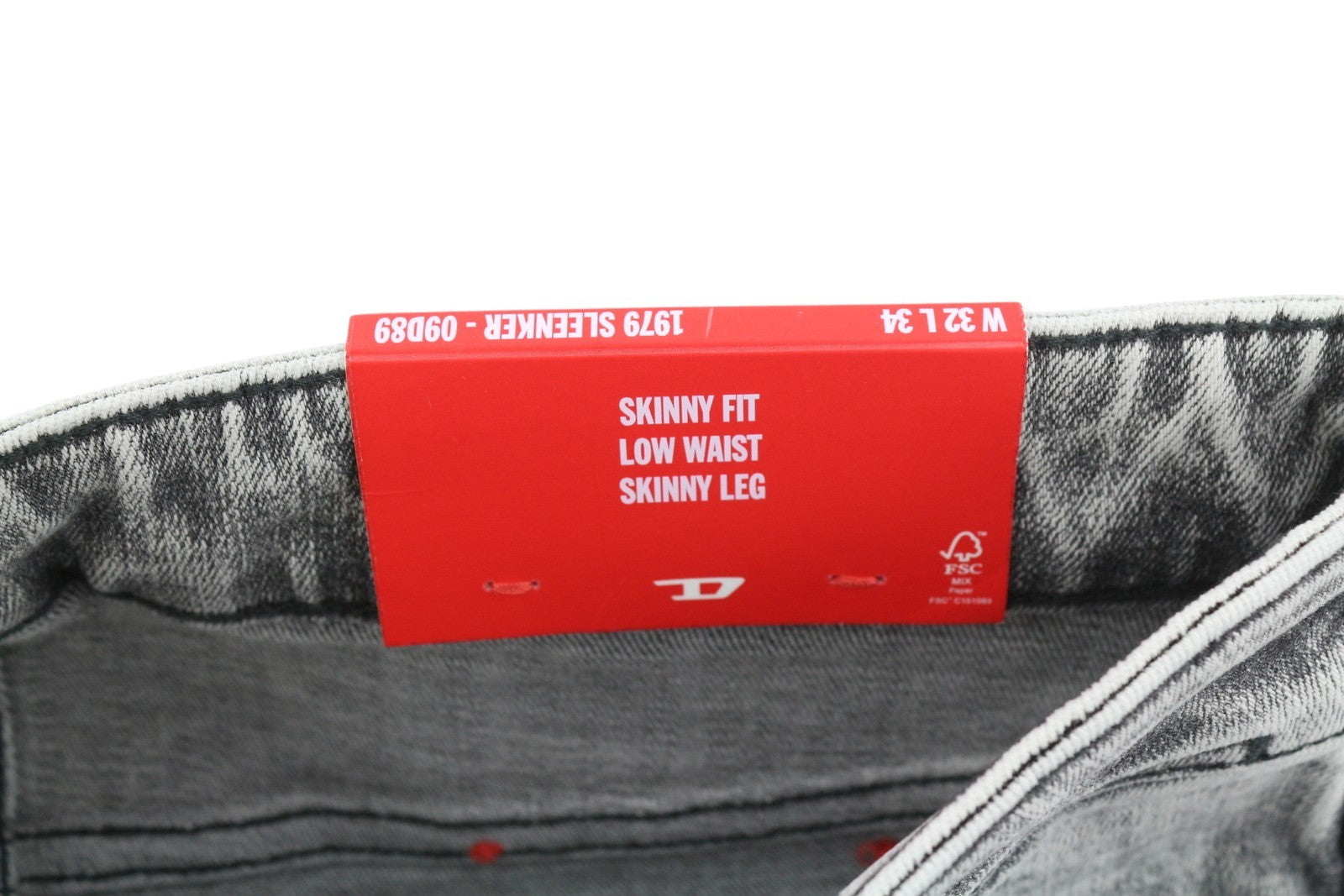 DIESEL 1979 Sleenker 09D89 Men Jeans W32/L34 Stretch Skinny Fit Grey RRP€195