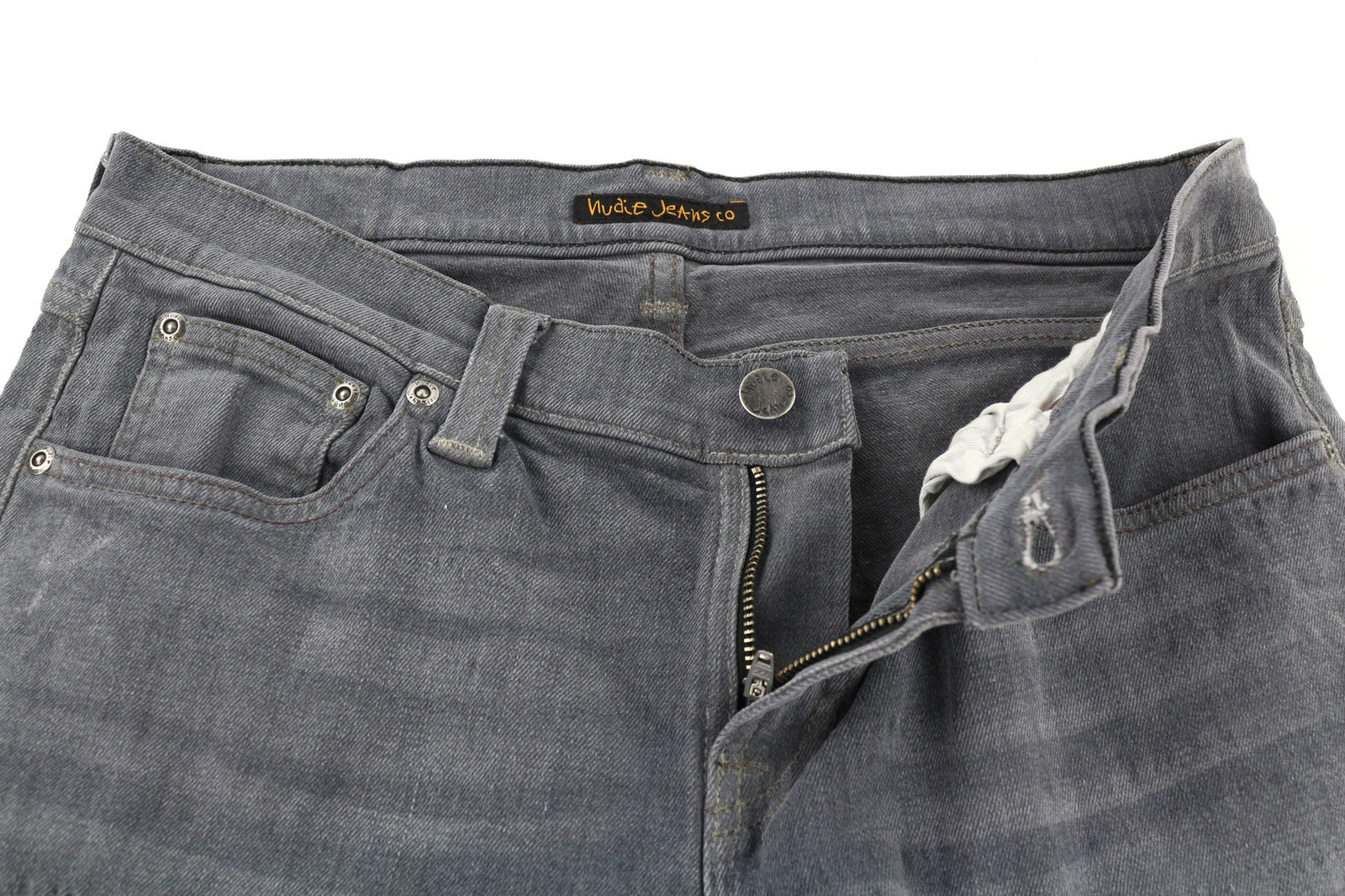 NUDIE JEANS Tight Long John Men Jeans W31/L34 Organic Charcoal Slim Fit Zipper