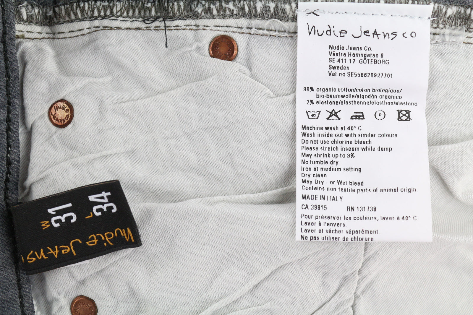 NUDIE JEANS Tight Long John Men Jeans W31/L34 Organic Charcoal Slim Fit Zipper