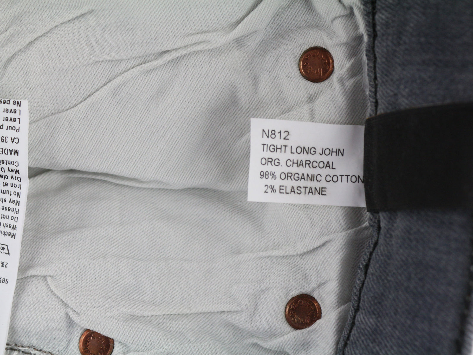 NUDIE JEANS Tight Long John Men Jeans W31/L34 Organic Charcoal Slim Fit Zipper