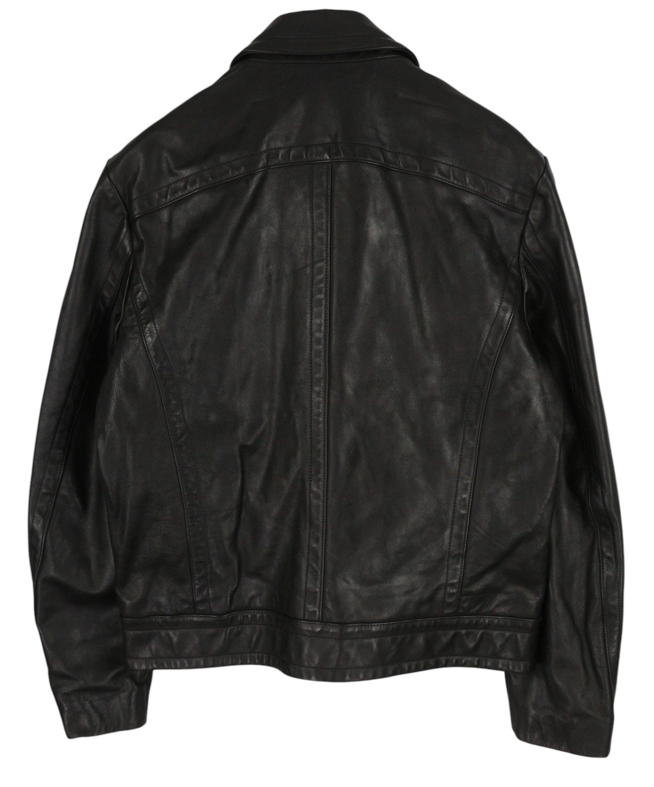 DIESEL L-Cale Men Jacket XL Black Cowhide Leather Neck Logo RRP€650