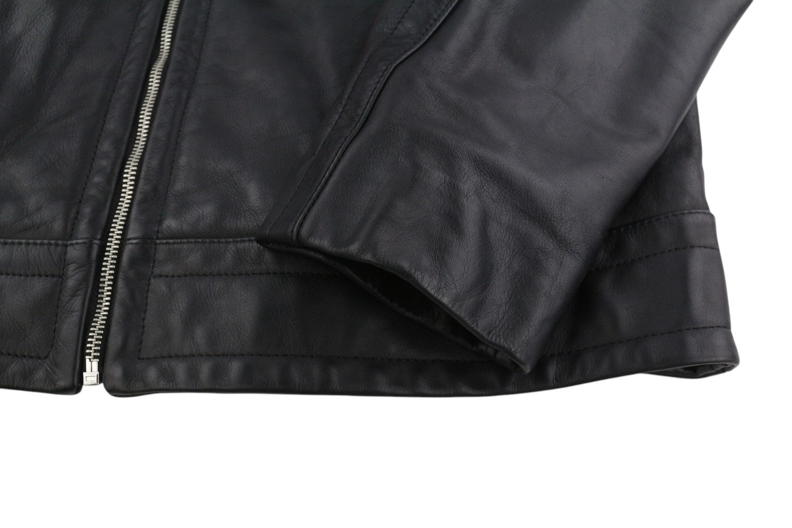 DIESEL L-Cale Men Jacket XL Black Cowhide Leather Neck Logo RRP€650