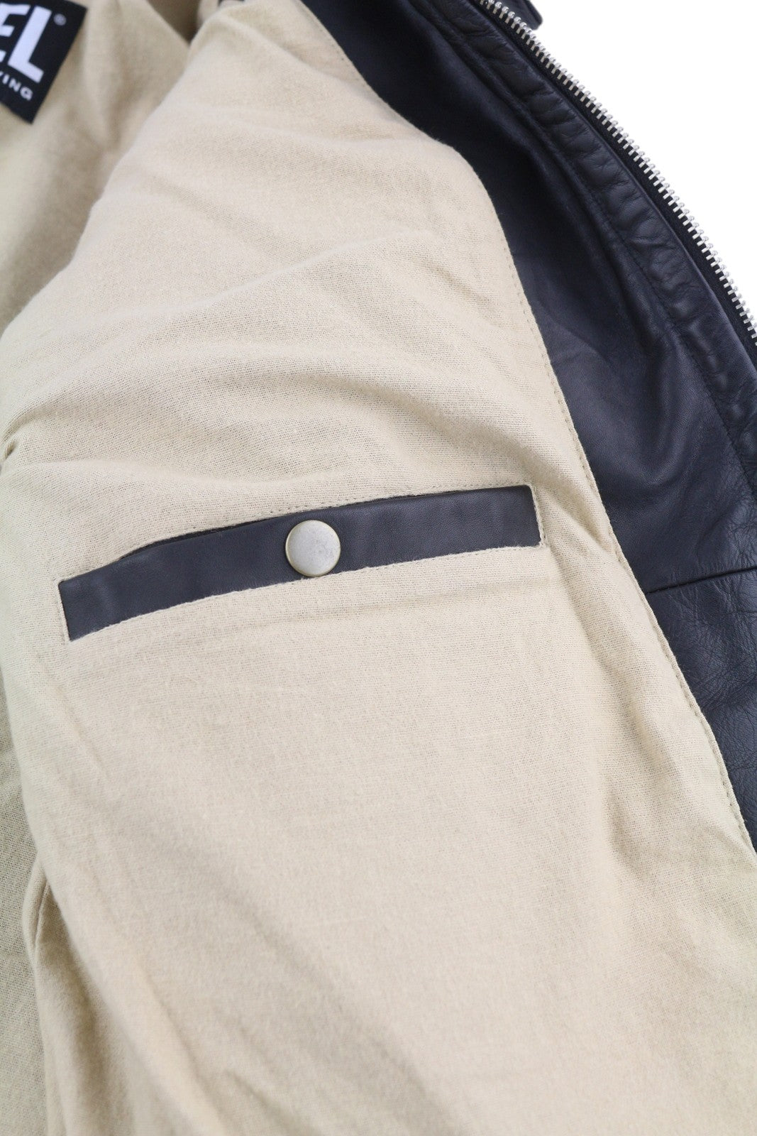 DIESEL L-Cale Men Jacket XL Black Cowhide Leather Neck Logo RRP€650