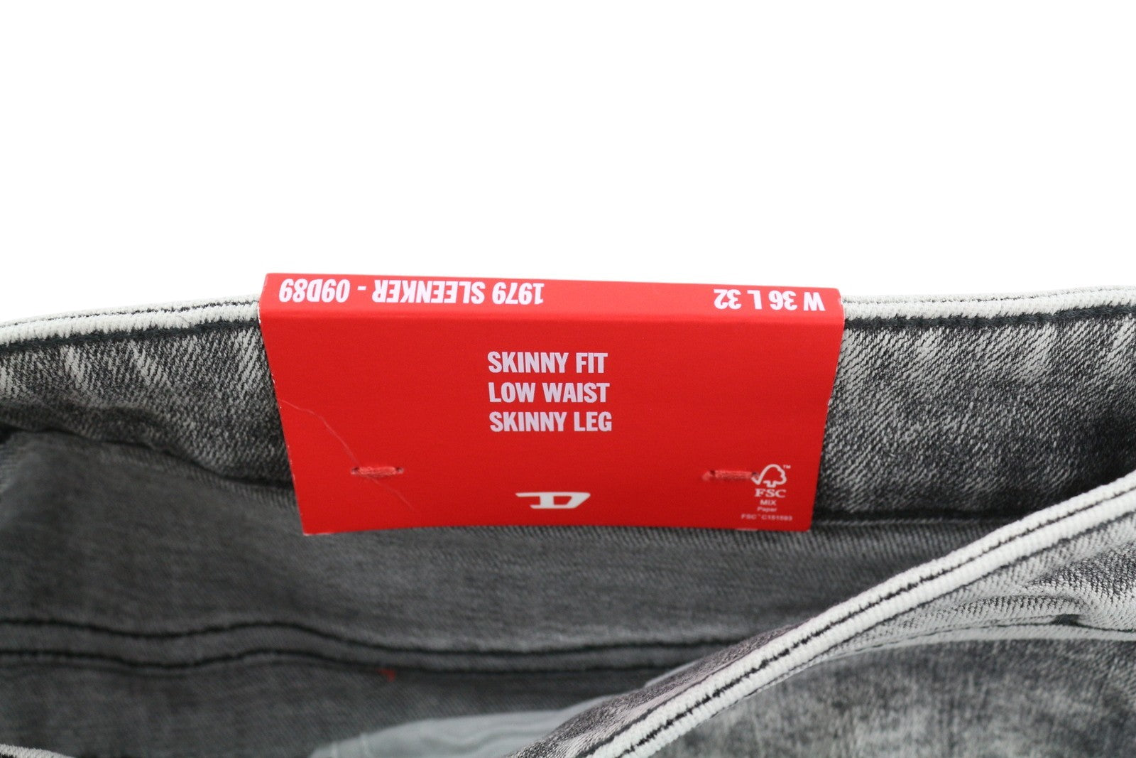 DIESEL 1979 Sleenker 09D89 Men Jeans W36/L32 Stretch Skinny Fit RRP€195 Grey