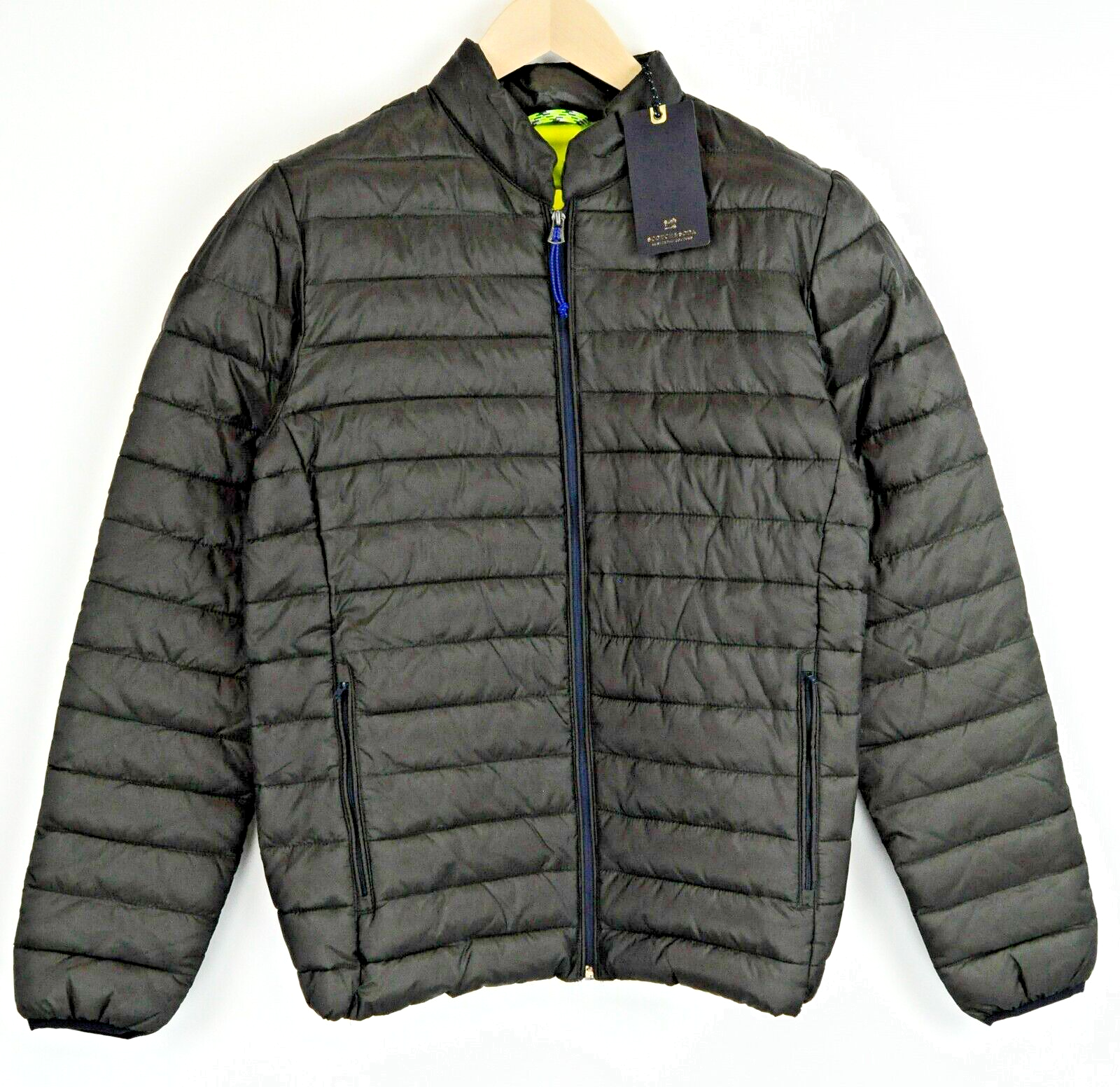 SCOTCH & SODA Men S Quilted Dark Khaki Lightweight Zip-Up Lined Jacket