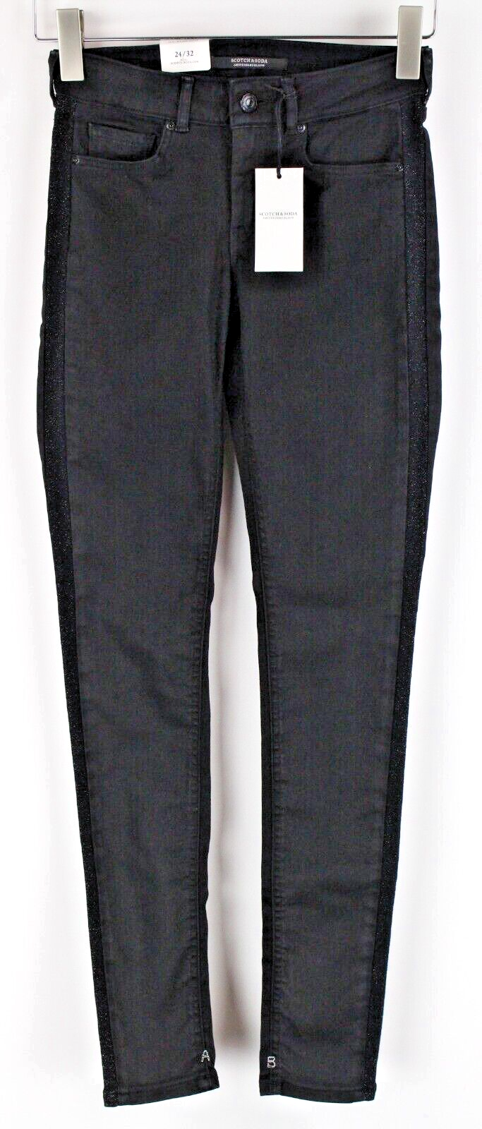 SCOTCH & SODA Women's Jeans W24/L32 La Bohemienne Black Embroidered Skinny