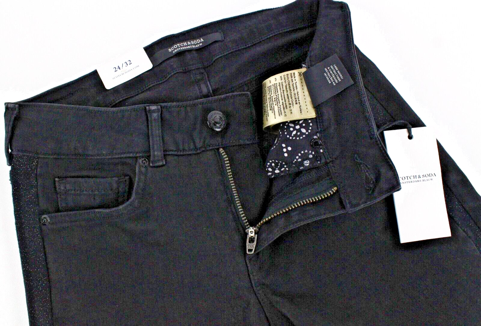 SCOTCH & SODA Women's Jeans W24/L32 La Bohemienne Black Embroidered Skinny