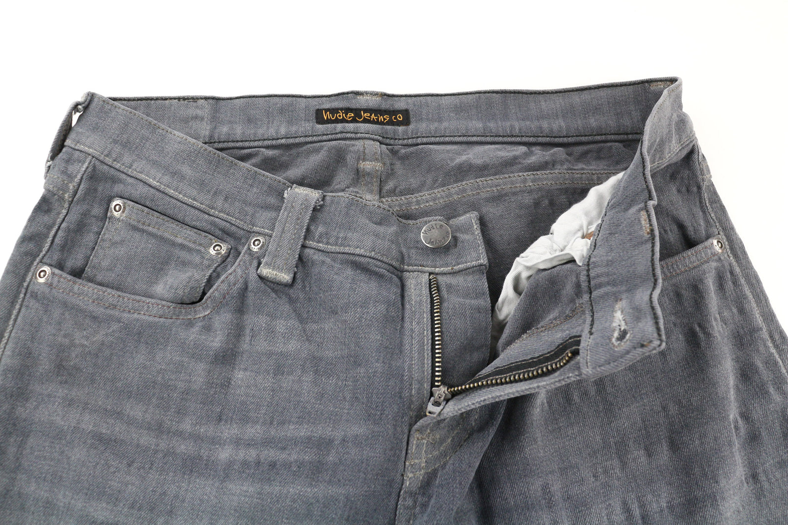 NUDIE JEANS Tight Long John Men Jeans W31/L34 Organic Charcoal Slim Fit Zipper