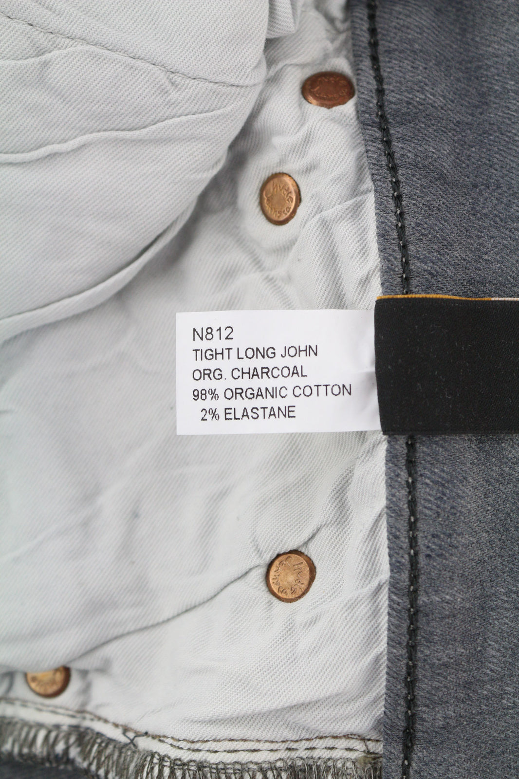 NUDIE JEANS Tight Long John Men Jeans W31/L34 Organic Charcoal Slim Fit Zipper