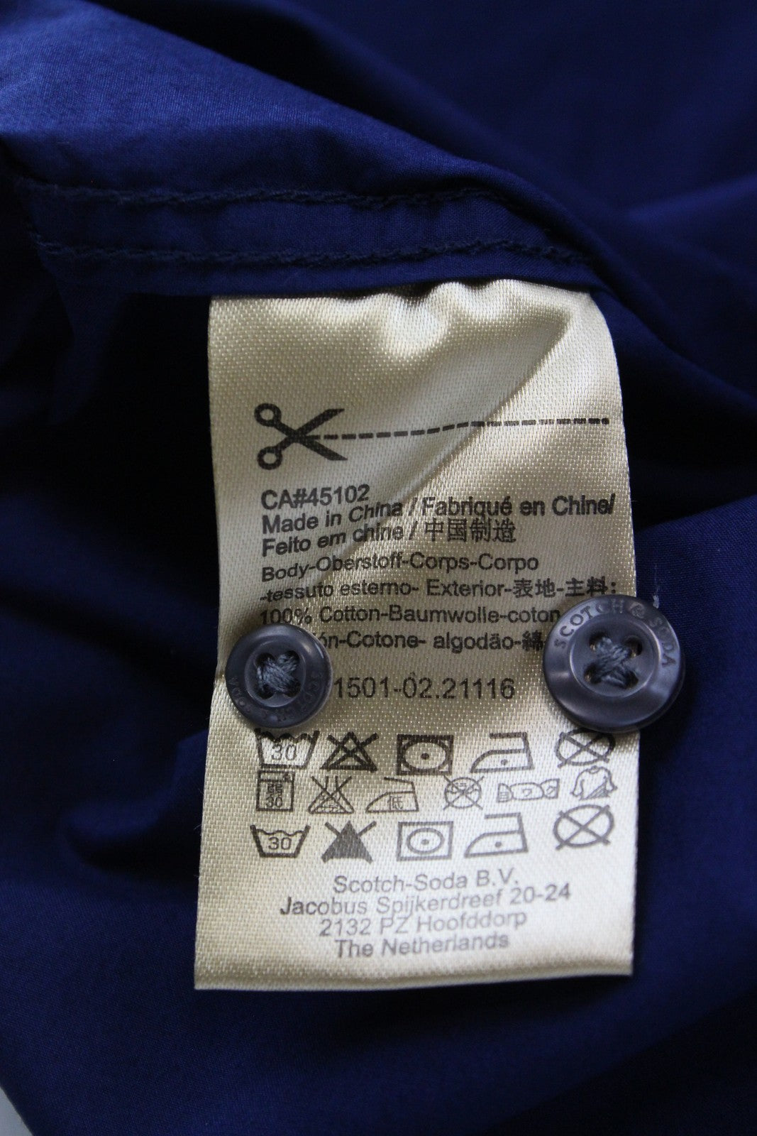 SCOTCH & SODA Men's Shirt S Blue Slim Short Sleeve Cotton Button-Up