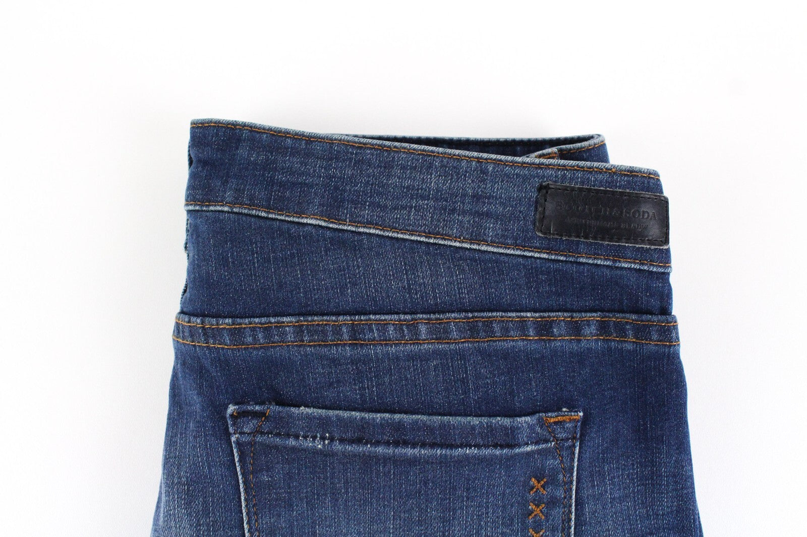 SCOTCH & SODA Women Jeans W30/L30 Blue Indigo Flare Stretch Raw Hem Classic Crop