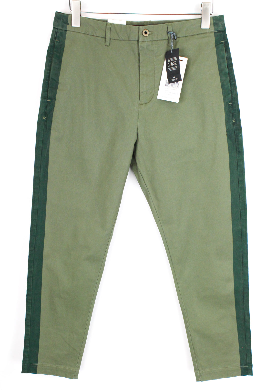 SCOTCH & SODA Ams Couture Men Trousers W30/L34 Loose Tapered Fit Green Stretch