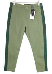 SCOTCH & SODA Ams Couture Men Trousers W30/L34 Loose Tapered Fit Green Stretch