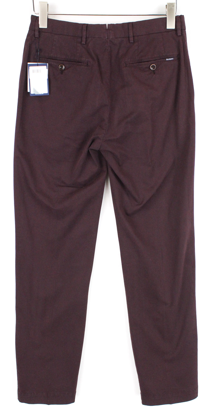 HACKETT Sanderson Men Trousers 30R Pleated Purple Cotton Stretch Classic