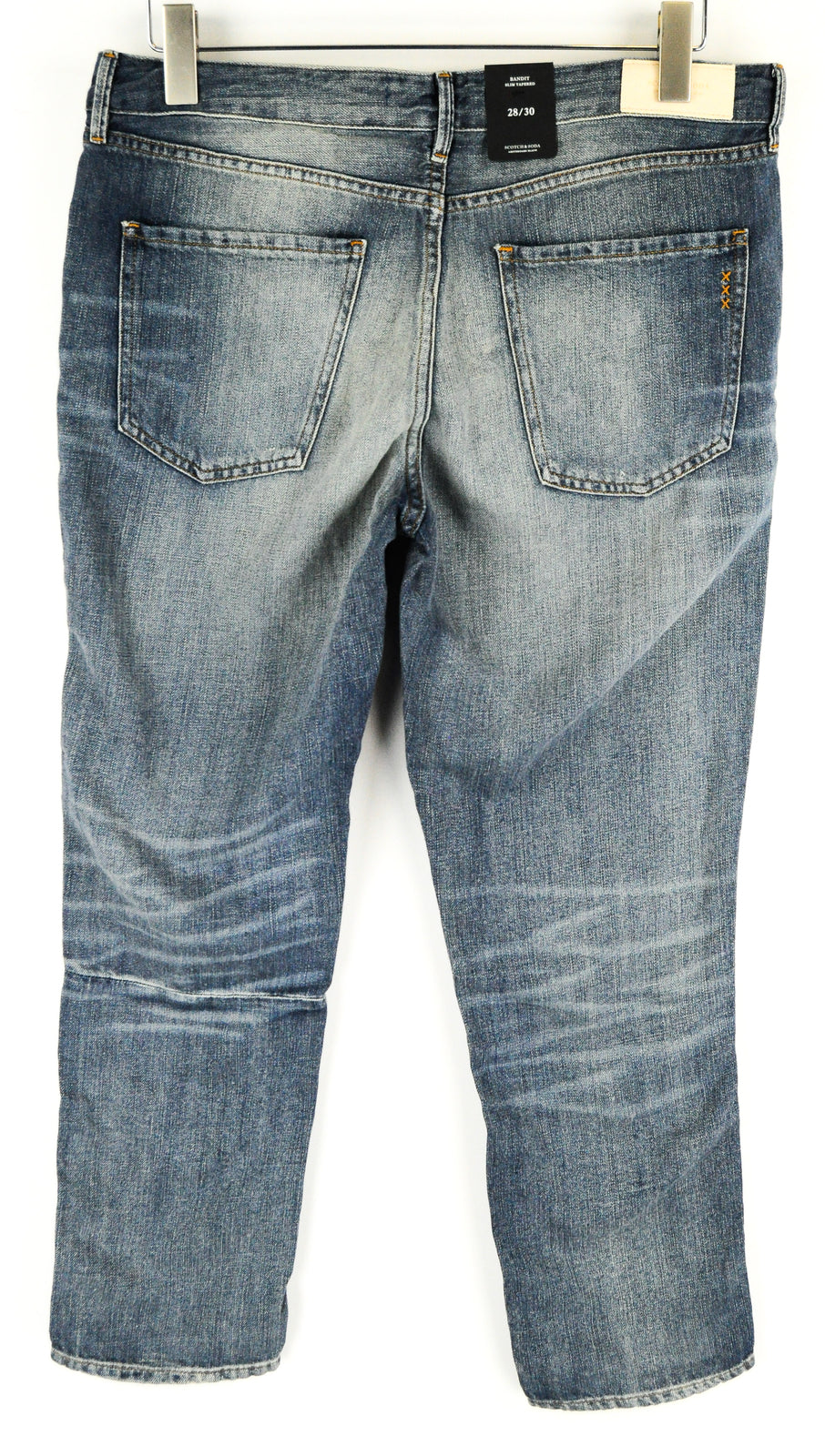 SCOTCH & SODA Bandit Women Jeans W28/L30 Slim Tapered Cotton Linen Blue Ripped