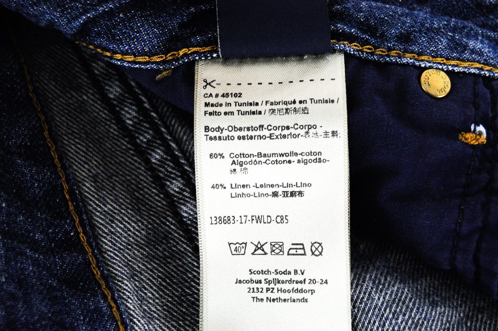 SCOTCH & SODA Bandit Women Jeans W28/L30 Slim Tapered Cotton Linen Blue Ripped