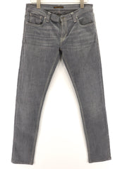 NUDIE JEANS Tight Long John Men Jeans W32/L34 Organic Charcoal Slim Washed Grey